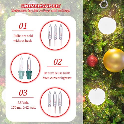 Mudder 100 Pcs Xmas Replacement Bulbs 2.5V Clear – Ultra-Bright Incandescent