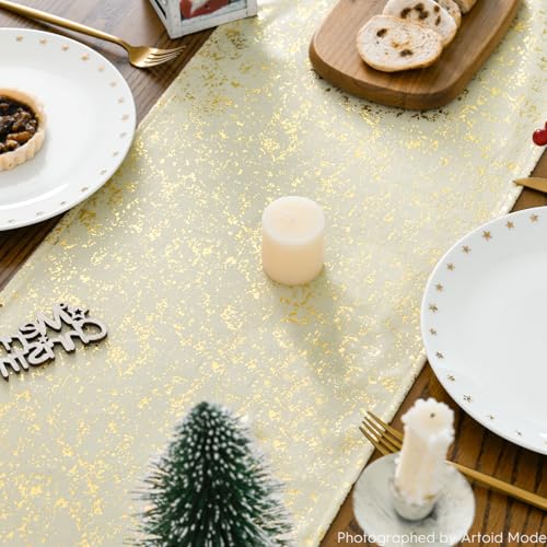 Artoid Mode Beige Dutch Fleece Table Runner 13x72 Inch for Dining & Home Decor
