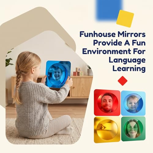 4-Piece Sensory Bubble Mirror Set - 10x10 Shatterproof Acrylic Wall Mirrors