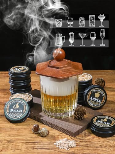 PALATO 27Pcs Whiskey Smoker Kit with Torch & 16 Wood Chips - Old Fashioned & Cocktail Infuser, Birthday Gift for Men & Dad (No Butane)
