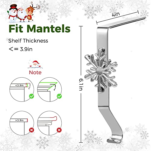 Set of 5 Christmas Stocking Holders for Mantel - Decorative Alloy Hooks