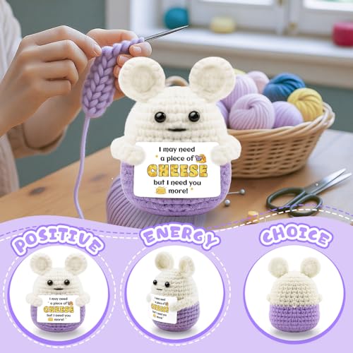 AICHPVOY Purple Mouse Crochet Gift - Funny Birthday Decor for Women & Men