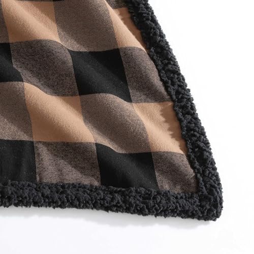 Eddie Bauer - Throw Blanket, Brushed Fleece & Plush Sherpa Soft Blanket, Throw Blanket for Couch & Bed (Cabin Plaid Beige, 50" x 60")