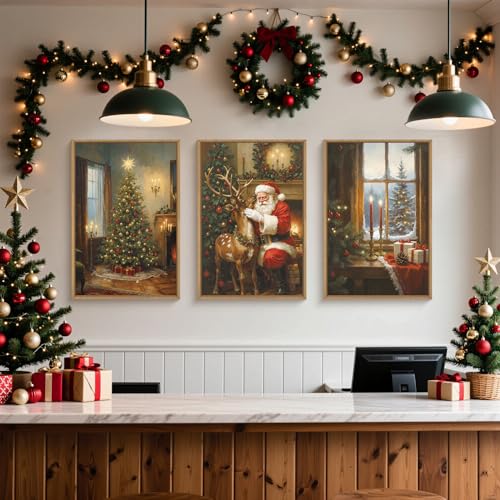 Ausril Large Vintage Christmas Wall Art Set - 24 x 36 x 3, 3-Piece