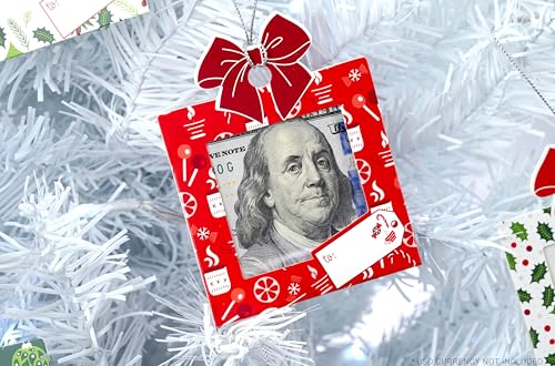ZipGifts Christmas Cash & Gift Card Ornaments (6 Pack) - Zip-Open Window with Hang Strings