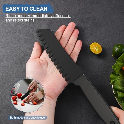 2-Piece Plastic Kitchen Knife Set with Serrated Blade for Kids and Fruit Cutting
