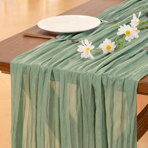 Sage Green Cheesecloth Table Runner 10ft x 15pcs | Fall Boho Wedding Decor