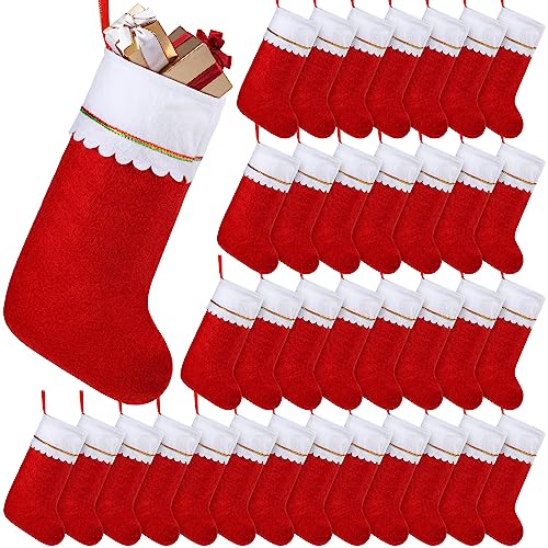 Shojoy 36 Pack Red Felt Christmas Stockings 18" Xmas Fireplace Hanging Decor
