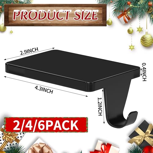 Black Metal Christmas Stocking Holders for Fireplace Mantel - 4 Pack