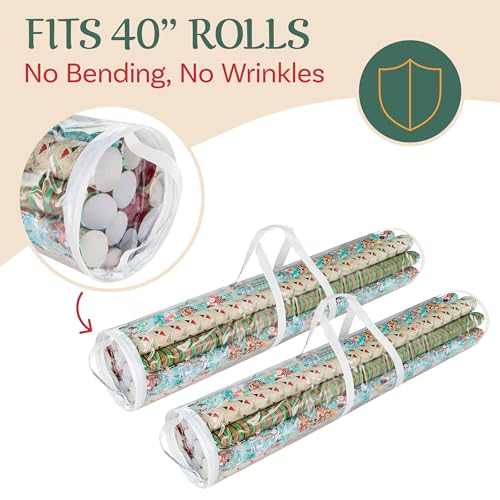 Clear Wrapping Paper Storage Bags Set of 2 Extra-Long Organizers
