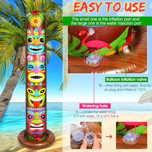 6 Ft Inflatable Tiki Totem Pole Decorations (2 Pack) - Hawaiian Luau Decor