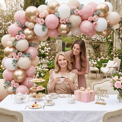60-Piece Pastel Dusty Pink and Champagne Gold Balloon Garland Kit