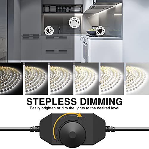 Onforu 65.6ft Dimmable White LED Strip Lights 6000K Daylight Tape, Pack of 2