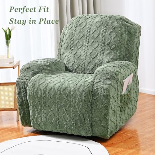 Recliner Chair Covers 4-Piece Set, Elastic Fitted Sofa Protector