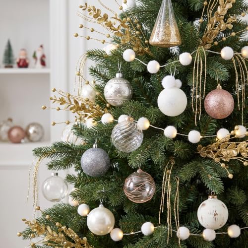 Sousi 24 Pack Gold Glitter Berry Stem - Christmas Glitter Twig Ornaments for Tree & Wreath, Holiday Decor