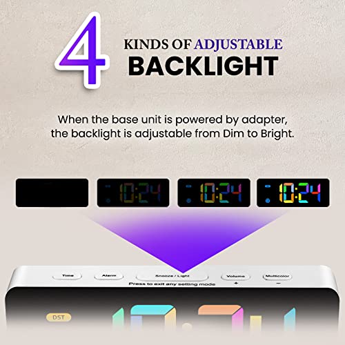 Kids Digital Alarm Clock - 7 Color Display, Dimmable Light & Snooze