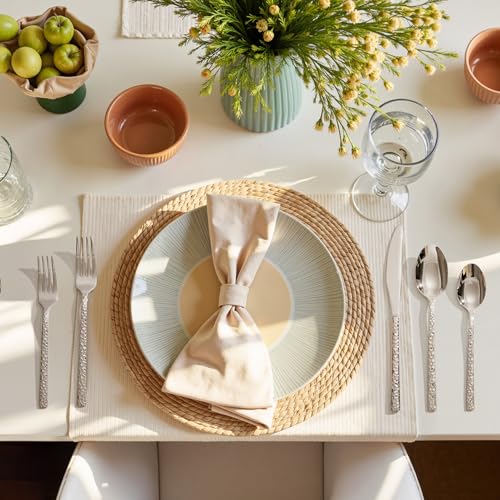 40-Piece Hammered Stainless Steel Flatware Set for 8 - Mirror Polished
