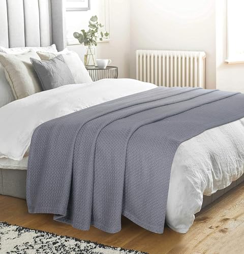 King Size Cotton Bed Blanket - Breathable & Soft Charcoal Grey