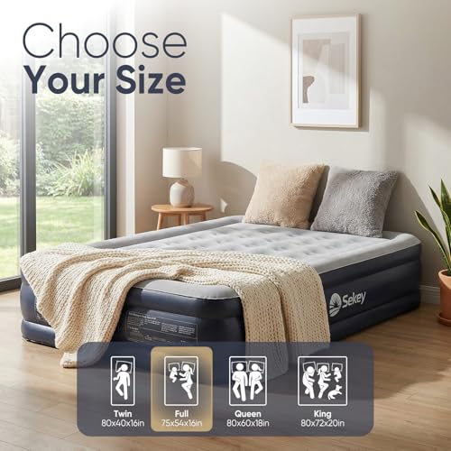 Full Air Mattress with Built-In Pump - 16 Raised Inflatable Guest Bed