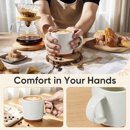 Speckled Multicolor Ceramic Coffee Mug Set of 4, 12oz Modern Farmhouse Cups