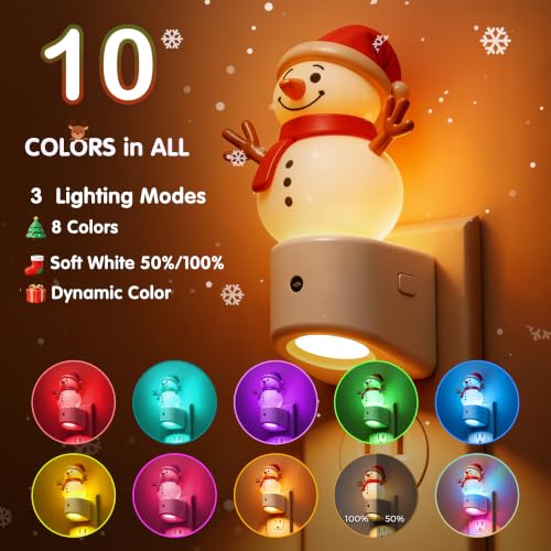 L LOHAS LED Christmas Snowman Night Light 1 Pack Dusk to Dawn RGB Kids Decor