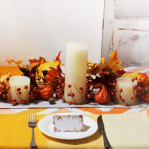 4 Pack Artificial Fall Berry Candle Rings, 6-Inch Rustic Autumn Wreaths