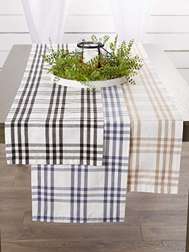 DII Farmhouse Black Cotton Table Runner 14x72 inches, Home Decor