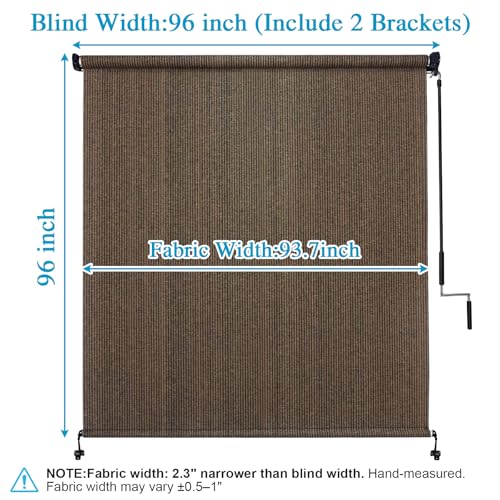 Outdoor Roller Shades 8' x 8' - Cordless Patio Blinds with 90% UV Protection
