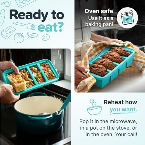 Souper Cubes Silicone Freezer Molds - 2 Tbsp Portion Control for Garlic, Herbs & More - Aqua | 2-Pack