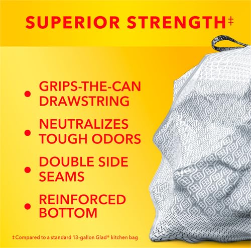 Glad Kitchen Trash Bags, 13 Gallon, Fresh Clean | ForceFlex MaxStrength | Tall Kitchen | 34 Count, Pack of 6