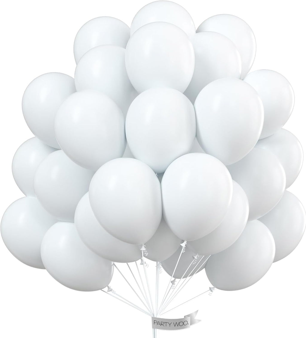 PartyWoo Metallic Gold & White Balloons - 100 Pcs for Stunning Celebrations
