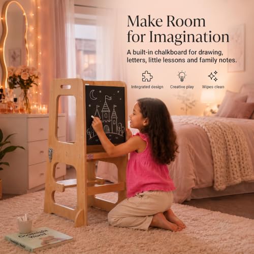 4-in-1 Foldable Toddler Learning Tower, Step Stool, Desk and Chair Set