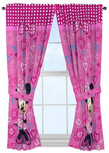 Kids Character Window Drapes - 4-Piece Curtain Set with Tiebacks, 63 Inch