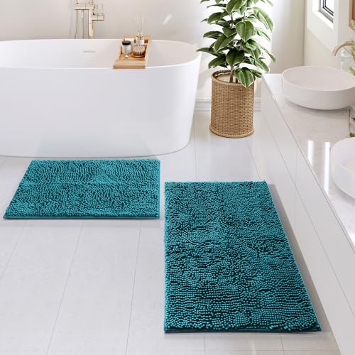 Hearth & Harbor Chenille Bathroom Rug Set, Non-Slip Quick Dry Bath Mats