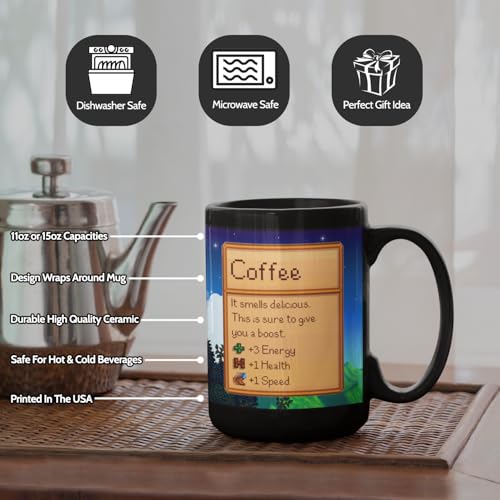 Creator's Cove Stardew Valley 11oz Black Coffee Mug - Gift for Video Game Lovers