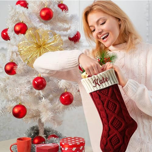 Personalized Christmas Stockings with Custom Name - 18" Cable Knit 3-Pack