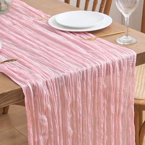 Blush Pink Cheesecloth Table Runner 10ft Sheer Gauze Boho Table Decor
