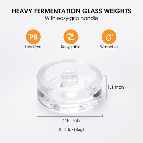 Aieve Fermentation Kit, Premium Fermenting Starter Kit for Pickle, Sauerkraut, Kimchi Making Kit with 4 Pack Fermentation Lids, Glass and Wooden Tamper