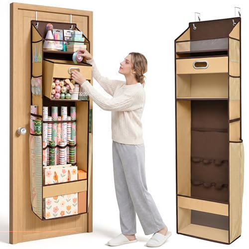 Over The Door Wrapping Paper Storage Organizer with Removable Drawer