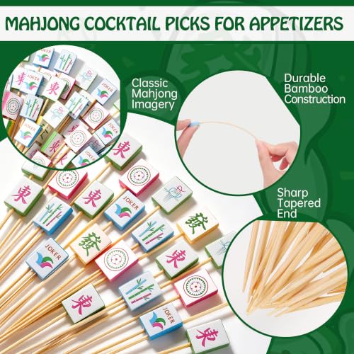 Aodaer Mahjong Cocktail Picks - 200 Bamboo Toothpicks for Appetizers & Drinks