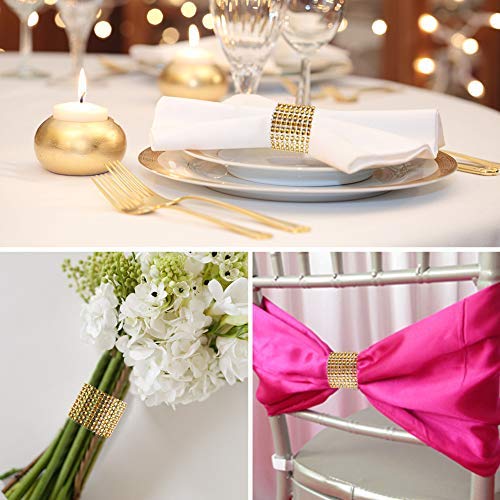 100pcs Gold Napkin Rings with Velcro, Decorative Table Setting Buckles