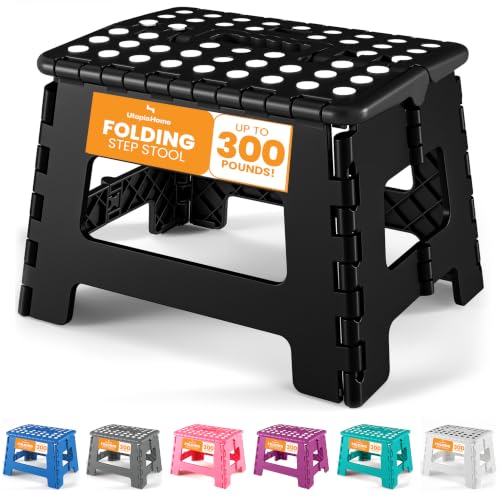 Utopia Home Folding Step Stool 9 Inch Anti-Slip Black 300 lbs Capacity