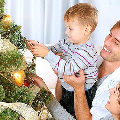 AMDX 12 ft Christmas Wooden Bead Garland — Gold Bead Garlands for Tree & Decor
