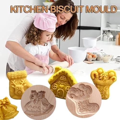 Christmas Wreath Wooden Cookie Molds – YingXue Beech Embossing Press for Baking