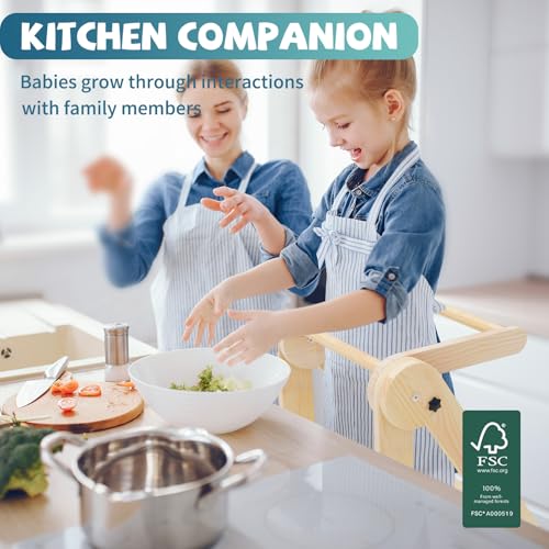 Foldable Toddler Learning Tower, 3-Height Adjustable Kitchen Helper Stool