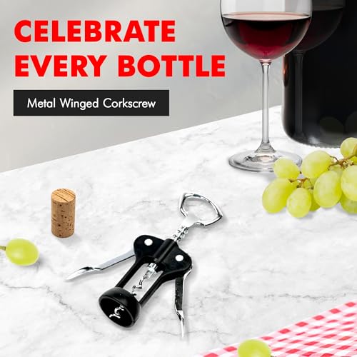 Chef Craft Select Metal Winged Corkscrew - Black & Chrome, 6.5 Inch