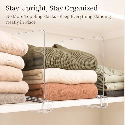 Clear Acrylic Shelf Dividers for Closet Purse and Handbag Storage 8 Pack