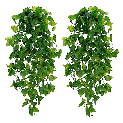Artificial Hanging Pothos Plants (2-Pack) - 43-Inch Faux Greenery Vines