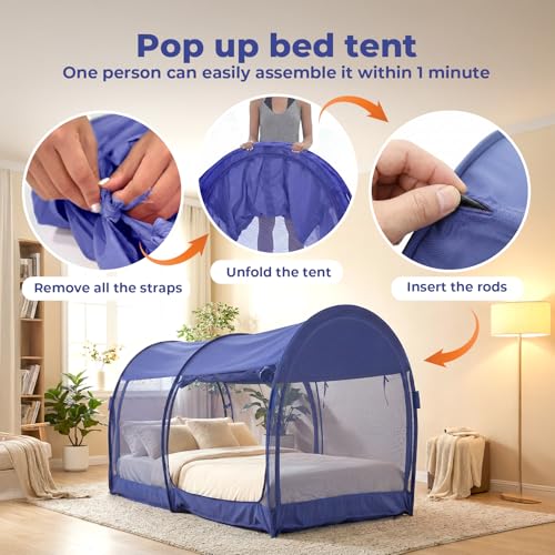Indoor Pop-Up Privacy Bed Tent - Breathable Mesh Sleeping Canopy Shelter