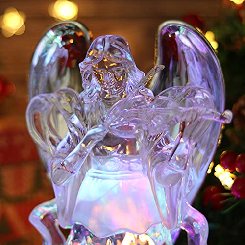 Eldnacele Angel Violin Snow Globe Lantern with Color Changing Light & Timer - Violinist Variant